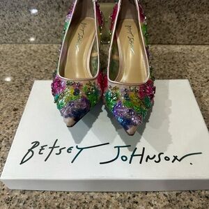 Betsey Johnson Multicolor Jeweled Pointed-Toe Pumps